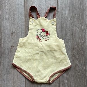 Vintage corduroy sunsuit with embroidered elephants